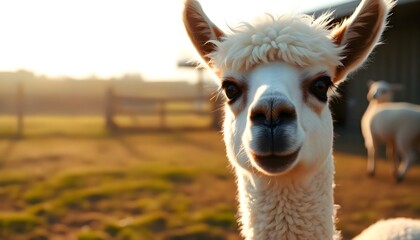 Obraz premium a close up of a llama in a field