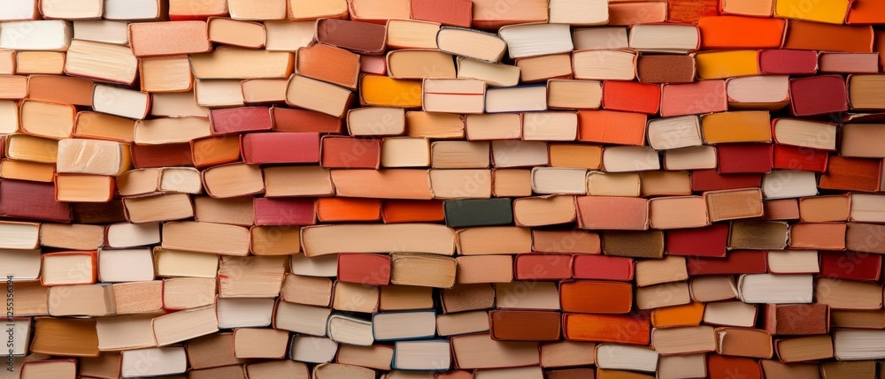 Aufkleber vibrant textured book stack vertical hardcover volumes and rhythmic pattern - creative publishing vi
