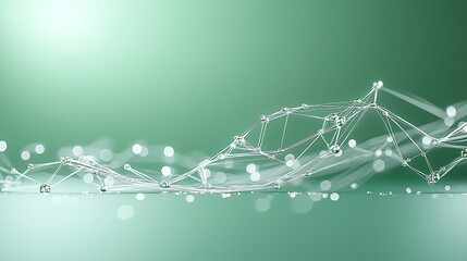 Abstract digital network connects glowing dots against a gradient green background. Futuristic technology concept.