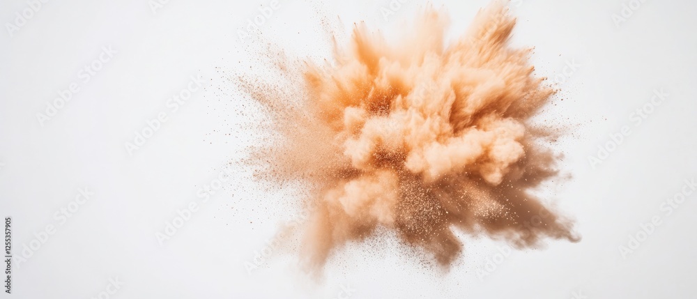 Poster Dynamic Abstract Particle Explosion Powder Dispersion Art for Innovative Visual Content in Marketing and Multimedia Design - Capturing Energy and Motion