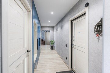 standard room interior apartment. room doors, renovation corridor lobby entrance hall