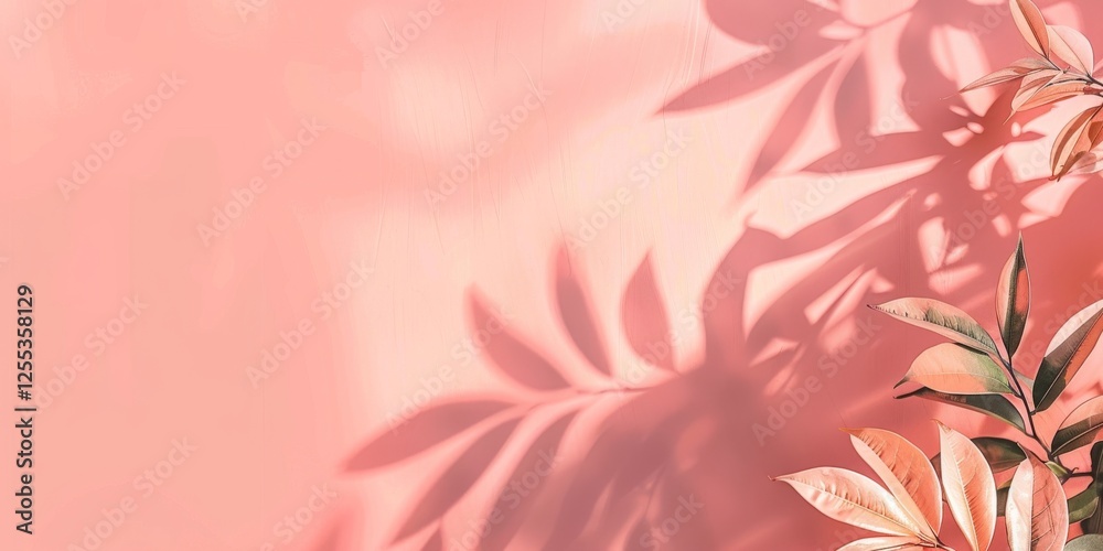 Poster a refined minimalist design with a light coral background, subtle shapes and smooth gradients, moder