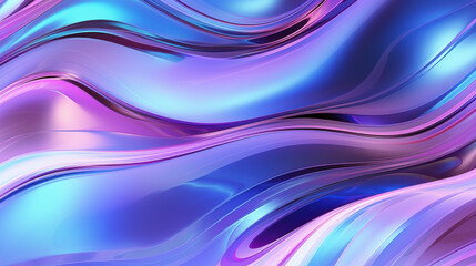 Fototapeta premium Vibrant holographic fluid waves with futuristic iridescent colors creating a smooth abstract background