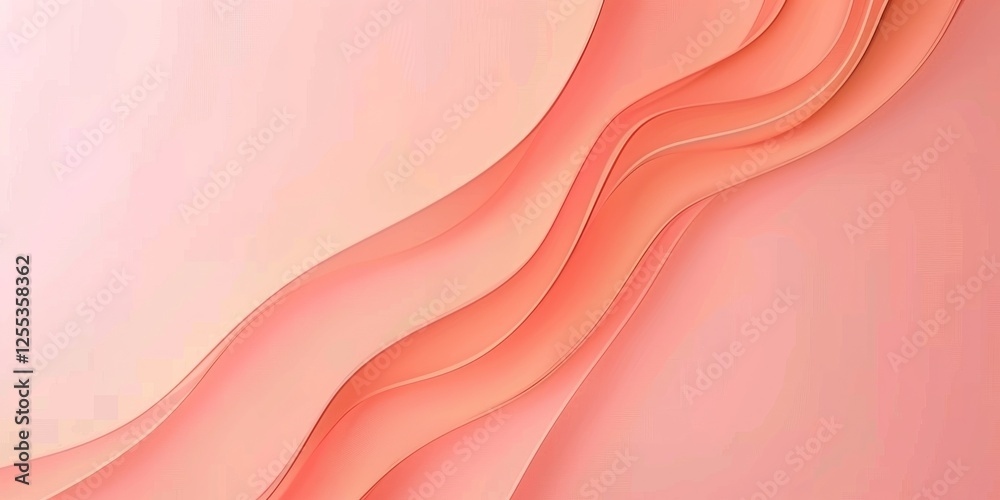 Poster a refined minimalist design with a light coral background, subtle shapes and smooth gradients, moder