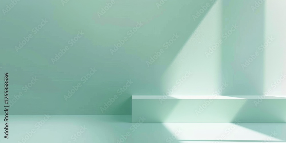 Poster a refined minimalist design with a light mint green background, subtle shapes and smooth gradients, 