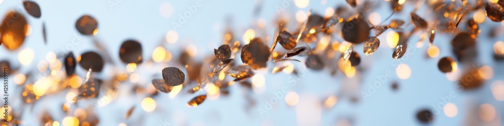 Poster dynamic confetti burst metallic abstract art in celebration of success - premium visual for event ma