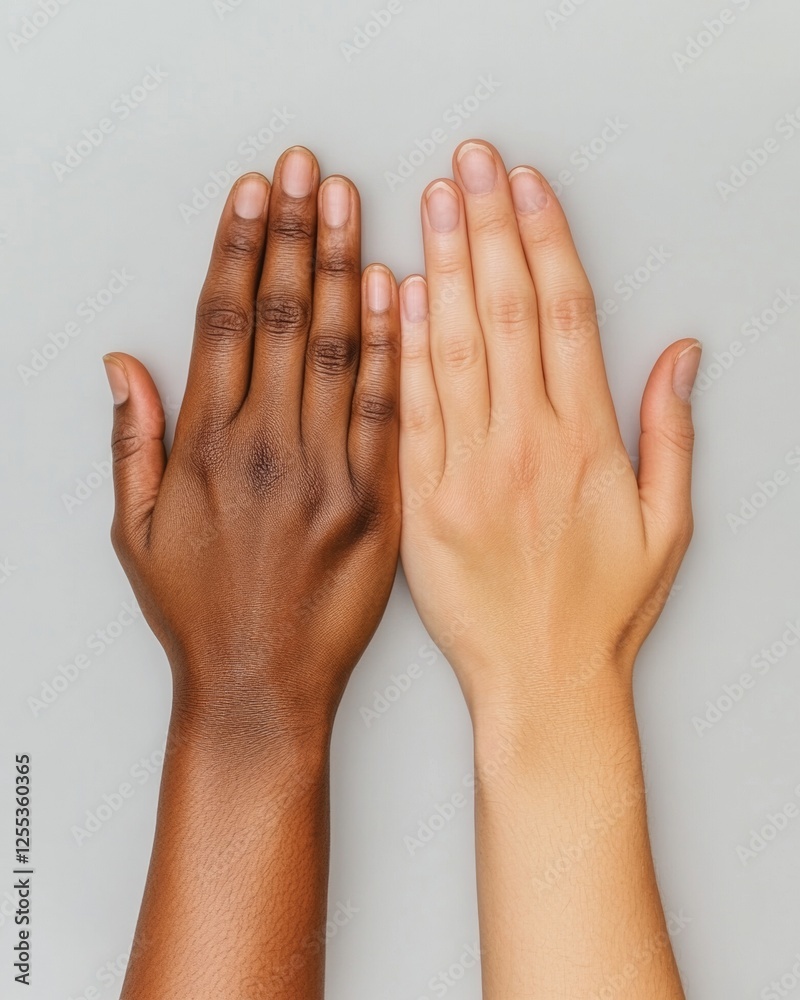 Aufkleber Modern Diversity Display Mixed Skin Tones in Unity Symbolism - Collaborative Branding in Multicultural Marketing for Inclusive Business Engagement