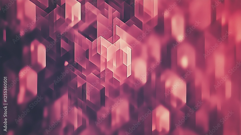 Poster abstract pattern of geometric shapes and blocks in a red and dark gradient background