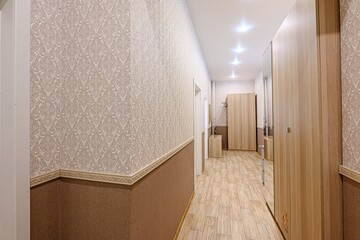 standard room interior apartment. room doors, renovation corridor lobby entrance hall