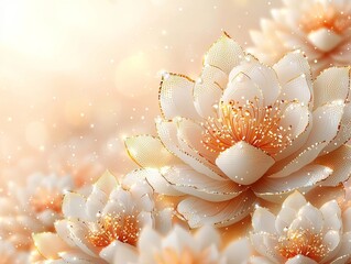 Mandala Inspired Circular Frame with Intricate Gold and White Patterns on Soft Gradient Background