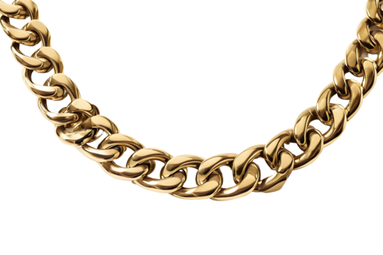  Elegant Gold Chain With Polished Links In Semi-Circular Arrangement