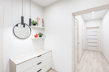 standard room interior apartment. room doors, renovation corridor lobby entrance hall