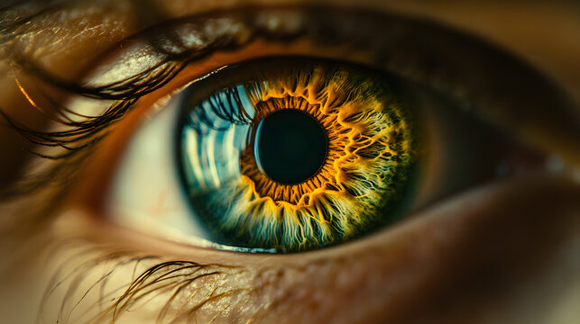 eye with a deep, glowing pupil, revealing a parallel universe where time flows in reverse 