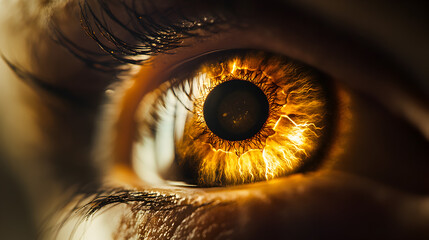 eye with a deep, glowing pupil, revealing a parallel universe where time flows in reverse 
