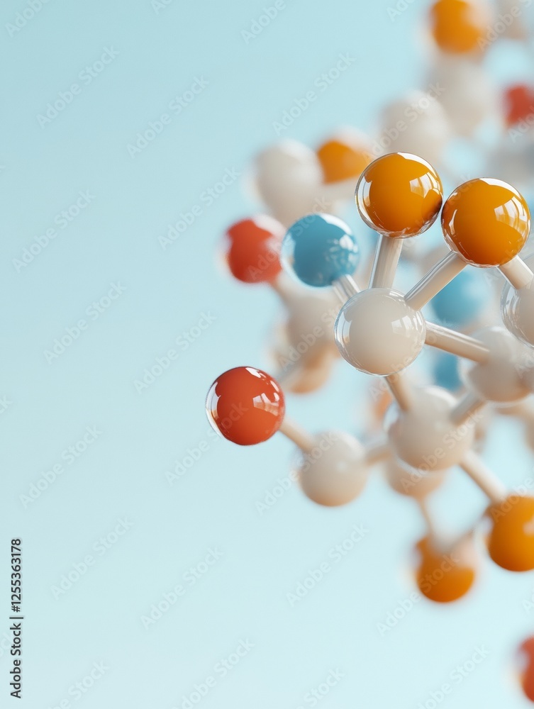 Aufkleber futuristic molecular art colorful molecular model in soft focus - cutting-edge medical research visu