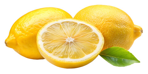 yellow lemon isolated slice and pieces set clip isolated on transparent background png