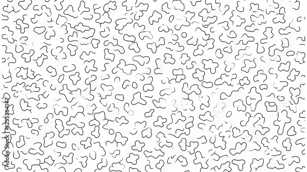 Poster abstract random shapes black outline over white background simple minimalist pattern design