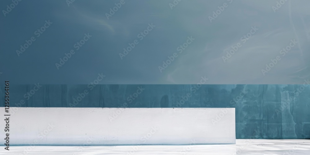 Poster a serene minimalist composition against a calming blue backdrop, subtle gradients and soft textures,