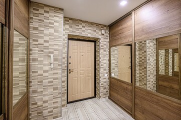 standard room interior apartment. room doors, renovation corridor lobby entrance hall