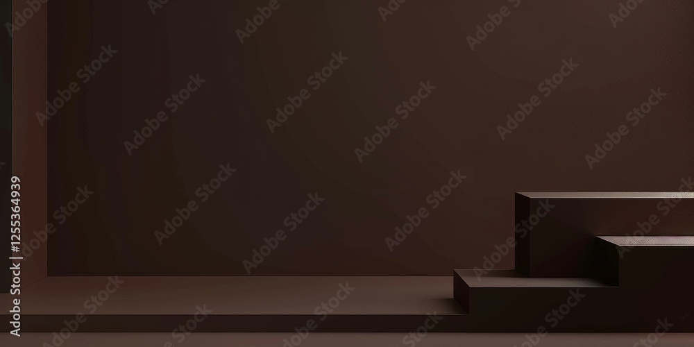 Aufkleber a simple minimalist scene with a pure dark brown background, clean lines and abstract forms, minimal