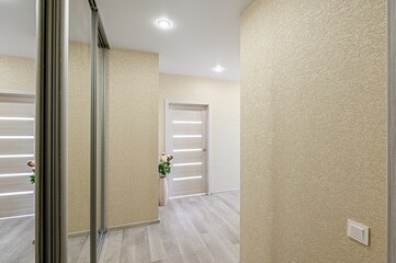 standard room interior apartment. room doors, renovation corridor lobby entrance hall