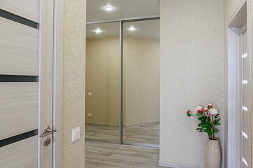 standard room interior apartment. room doors, renovation corridor lobby entrance hall