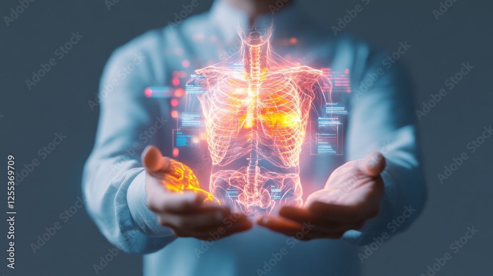Aufkleber futuristic healthcare aesthetics holographic medical display with techwear and digital graphs - inno