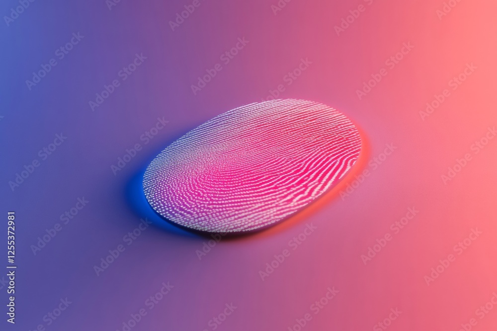 Poster Futuristic Biometric Disk on Gradient Surface Cutting-Edge Technology for Digital Security and Identity Verification in Cybersecurity and Modern Tech Applications
