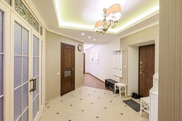 standard room interior apartment. room doors, renovation corridor lobby entrance hall
