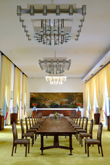 The Reunification or Independence Palace. It was the government building of the South Vietnamese government. State banqueting hall.  Ho Chi Minh City. Vietnam.