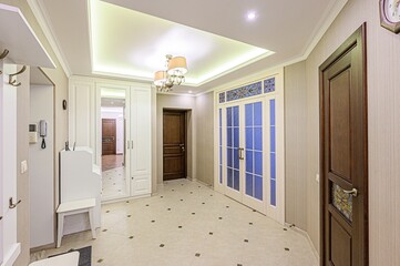 standard room interior apartment. room doors, renovation corridor lobby entrance hall
