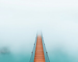 Contemporary Industrial Aesthetic Metal Suspension Bridge in Mist Engineering Perspective on Infrastructure Safety and Progress for Urban Development