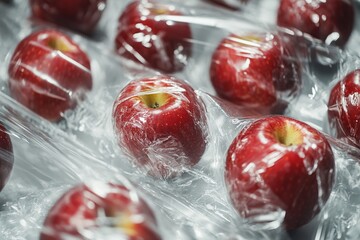 Red Apples in Plastic Wrap