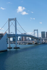 Tokyo Skyline under the blue sky on a sunny day