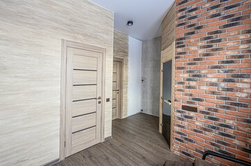 standard room interior apartment. room doors, renovation corridor lobby entrance hall
