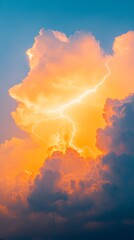 Obraz premium Cinematic Lightning Display Dramatic Storm Clouds with Striking Bolts over Cityscape Dynamic Weather Visualization for Urban Planning and Media Content Creation
