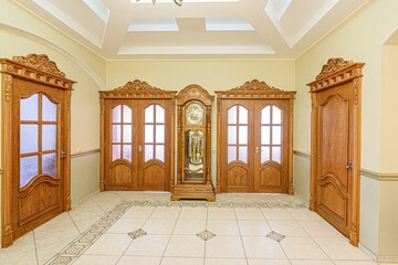 standard room interior apartment. room doors, renovation corridor lobby entrance hall