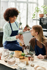 Creating vibrant succulent arrangements at a friendly workshop with nature lovers