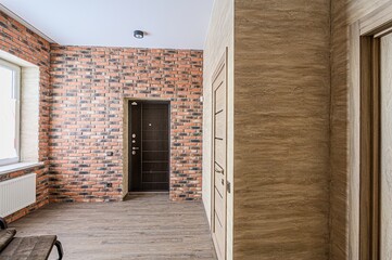 standard room interior apartment. room doors, renovation corridor lobby entrance hall