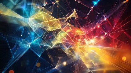 Dynamic and colorful abstract digital artwork with intersecting lines and geometric shapes