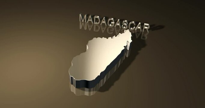 Map of Madagascar in 3D animation with golden theme