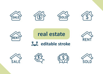 Fototapeta premium Real estate icons. House, buildings, home vector icon set