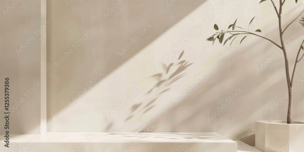 Poster a sleek minimalist backdrop with a muted warm ivory, clean geometric elements and soft textures, con