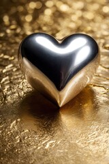 Fototapeta premium heart, love, valentine, symbol, shape, romance, valentines, red, day, romantic, 3d, wedding, passion, decoration, holiday, sweet, gold, gift, design, celebration, sign, food, shiny