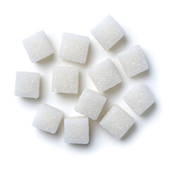 A few pieces of white sugar cubes, isolated on white background