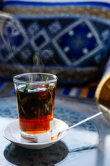 Traditional mint tea, travel in Morocco, African travel destination.