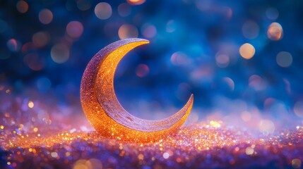 Crescent Moon Glitter Festive Celebration Sparkle
