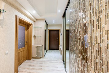 standard room interior apartment. room doors, renovation corridor lobby entrance hall
