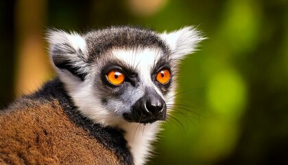 Naklejka premium A stunning close-up of a Ring-Tailed Lemur (Lemur Catta), highlighting its expressive face and soft fur