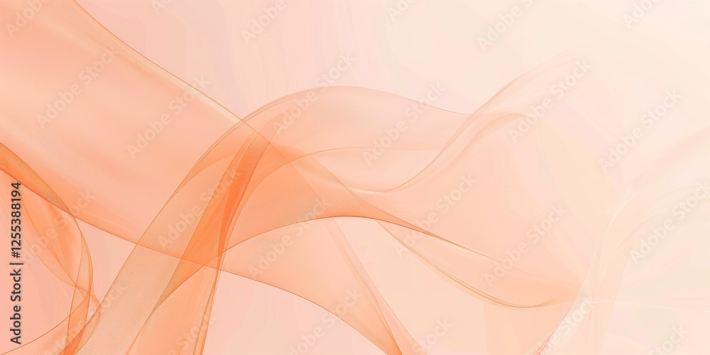 Poster A sleek minimalist design with a soft peach background, Sparse linear patterns and gentle curves, Minimalist graphic design style